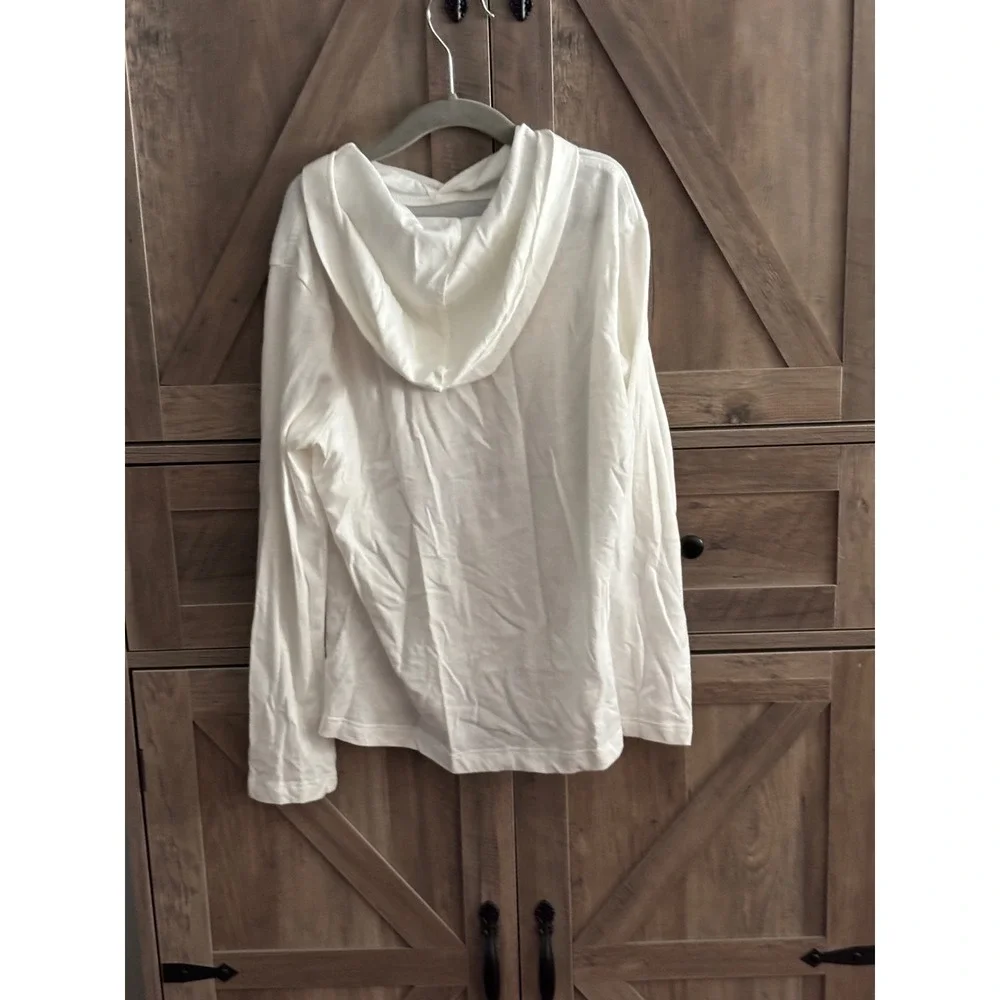 Old Navy Kids White Chill Vibes Ahead Graphic Hooded Long Sleeve Tee Shirt M 8